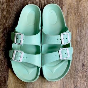 Mint blue beach shoes